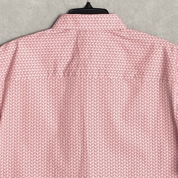 Alfani Men's Small Short Sleeve Button-Up Cotton Shirt Pink Geo Print NEW - Picture 6 of 10